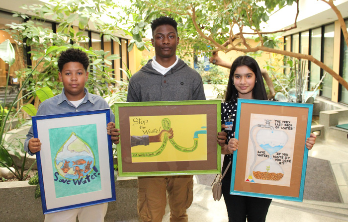 2015 art contest winners Ethan Brown, Shadarious Grandberry and Rupali Ahir