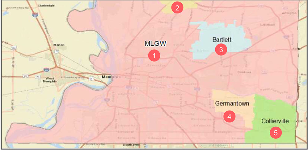 MLGW Outage Center - Water Area Map